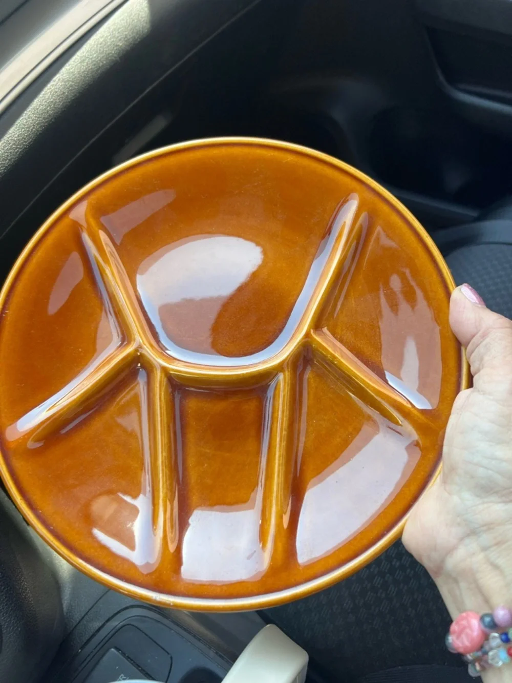 Amber-Tone Boch La Louviere Glazed Ceramic Divided Serving Dish Belgium set of 6